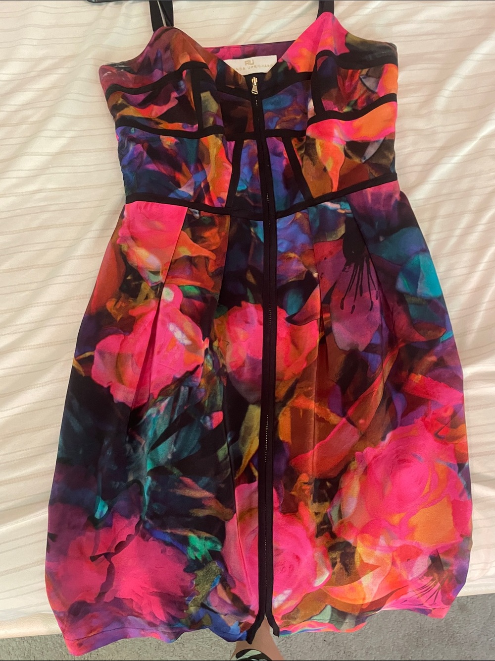 Amanda Uprichard Multicolor Floral Zip-Front Mini Dress